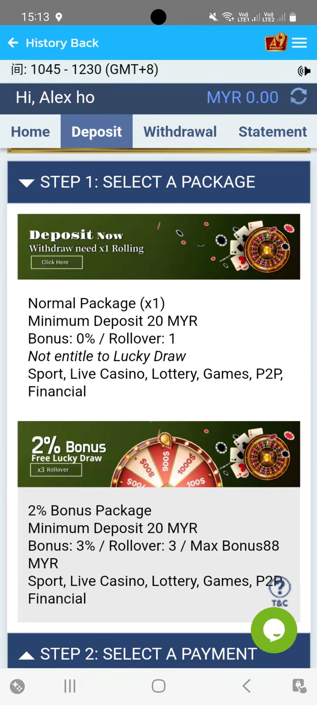 Select Your Bonus Package For a9play