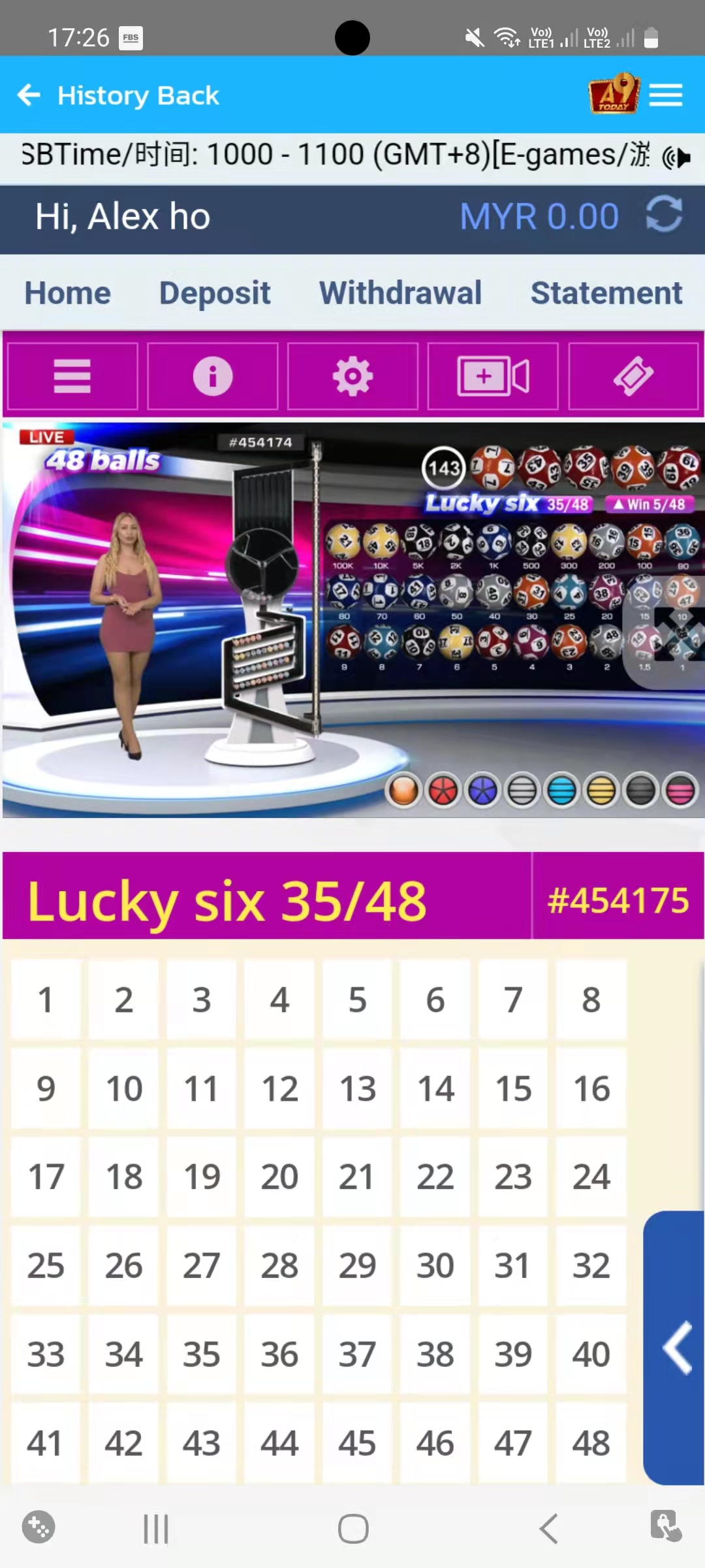 a9play Keno lottery